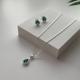 Conjunto Colar e Brincos Verde Esmeralda Cravejado com Zircônias Prata 925